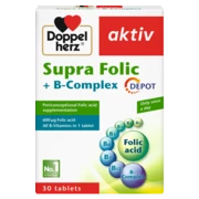 Illustration of the product packaging Doppelherz aktiv Supra Folic + B-Complex front view